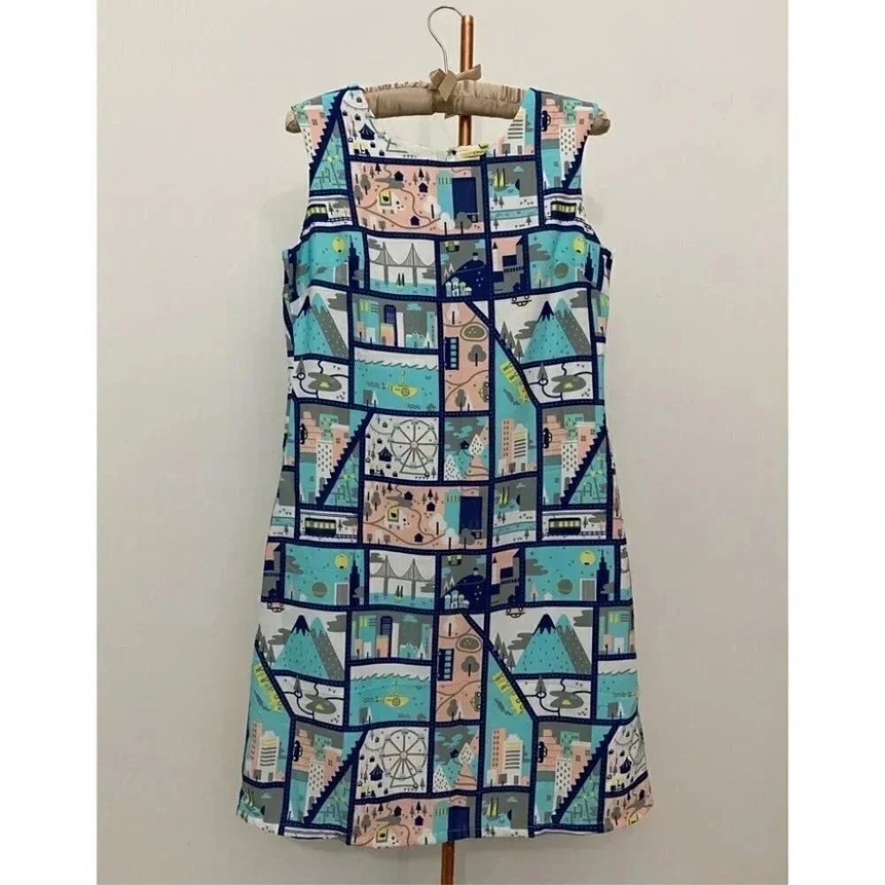 Chumbak - Fun Funky Abstract City Pattern Shift Dress